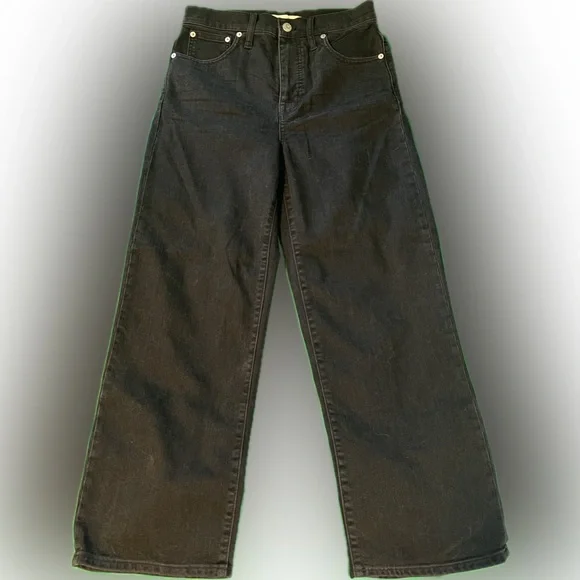 Madewell Slim Wide Leg Crop Jeans Black Size 27 - Picture 2 of 4